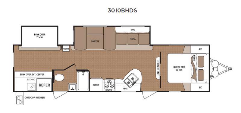 Dutchmen Aspen Trail 3010BHDS Travel Trailer Floorplan